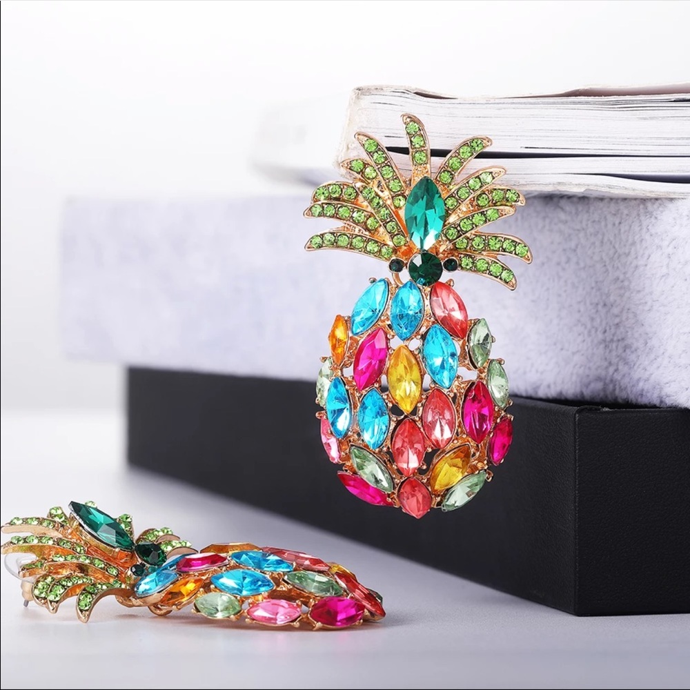 *NEW* Big Inlaid Colorful Rhinestone Cool Earrings - Picture 3 of 6